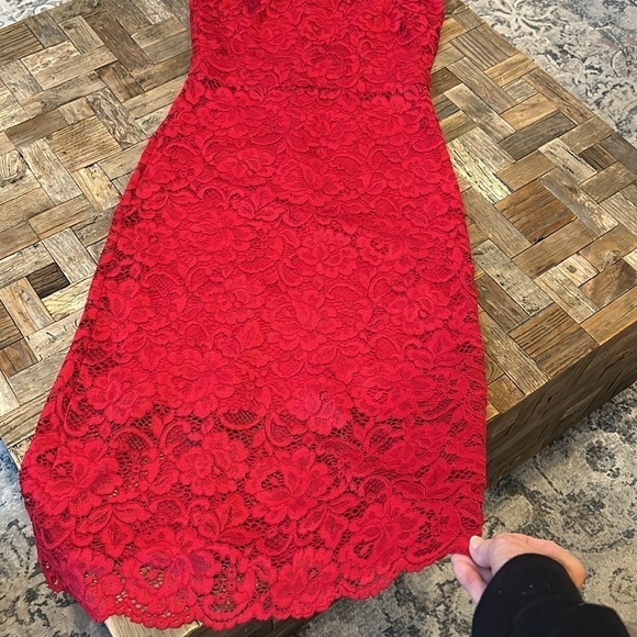 Sam Edelman Red Criss Cross Lace Neck Sheath Dress NWT - Picture 6 of 10